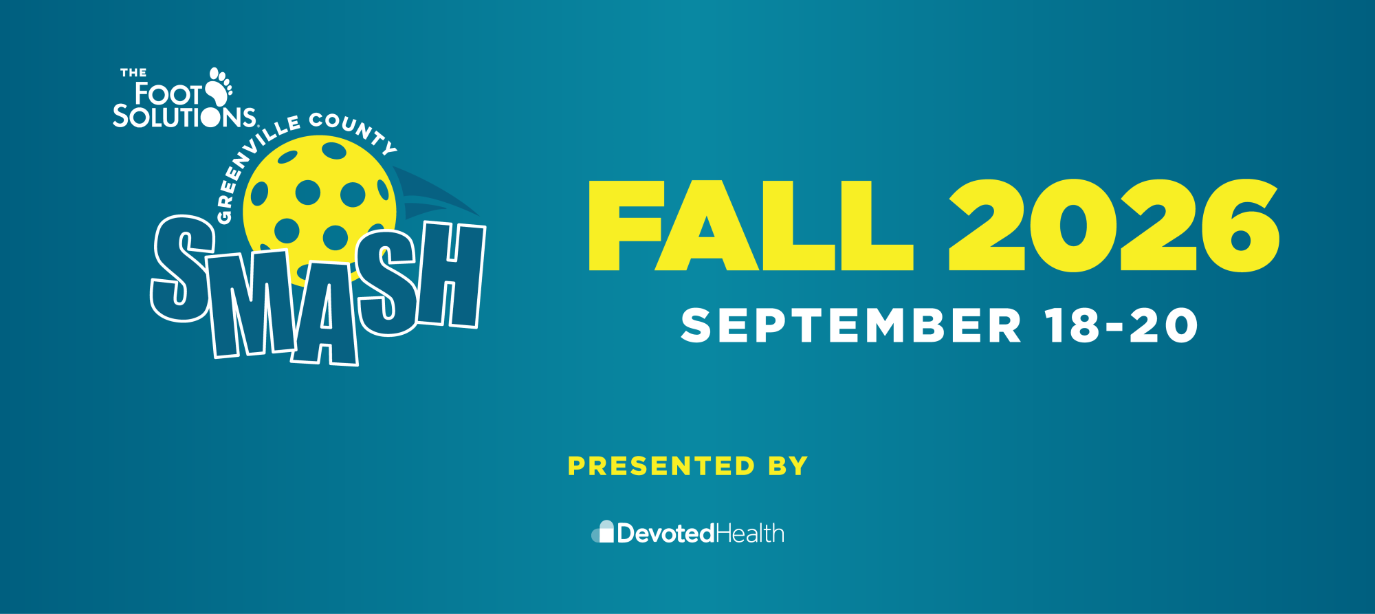 SMASH logo with yellow and white text that reads "Fall 2026, September 18-20, presented by Devoted Health"